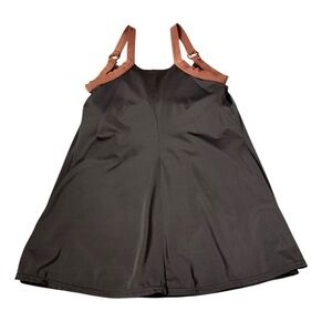 ISLANDER Women's Swimsuit Solid Black Brown Straps Slimming Plus Size 18W